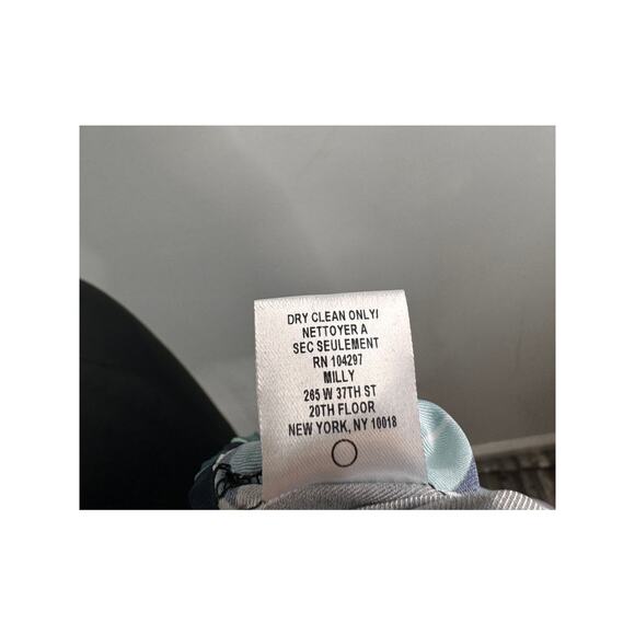 MILLY Geometric Shirt Dress Cube Collared Tie Back 3/4 Sleeve Button-Up Large L - Picture 7 of 7